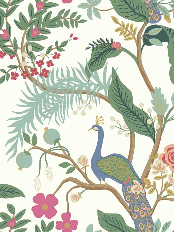 Peacock fabric in periwinkle color - pattern number RI5174 - by Rifle Paper Co in the Rifle Paper Co collection