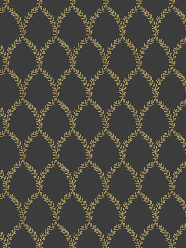 Laurel wallpaper in gold and black color - pattern number RI5177 - by Rifle Paper Co in the Rifle Paper Co collection