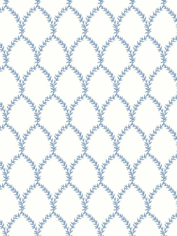 Laurel wallpaper in blue and white color - pattern number RI5180 - by Rifle Paper Co in the Rifle Paper Co collection