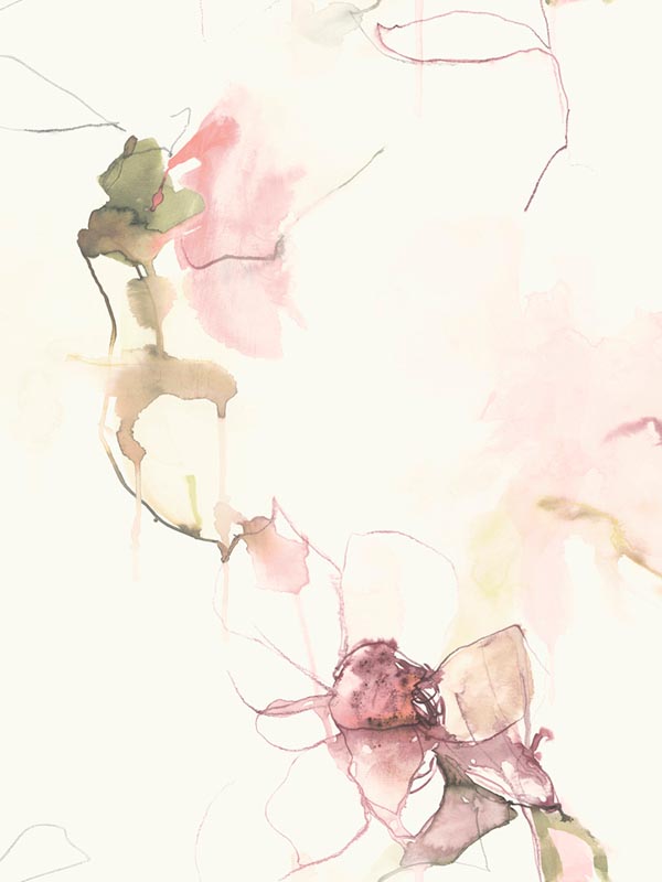 Anemone Watercolor Floral fabric in pink lemonade and wine color - pattern number LW50001 - by Seabrook in the Living With Art II collection