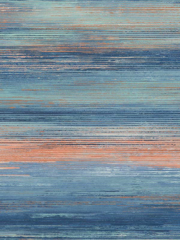Sunset Stripes fabric in blueberry and vermillion orange color - pattern number LW50406 - by Seabrook in the Living With Art II collection
