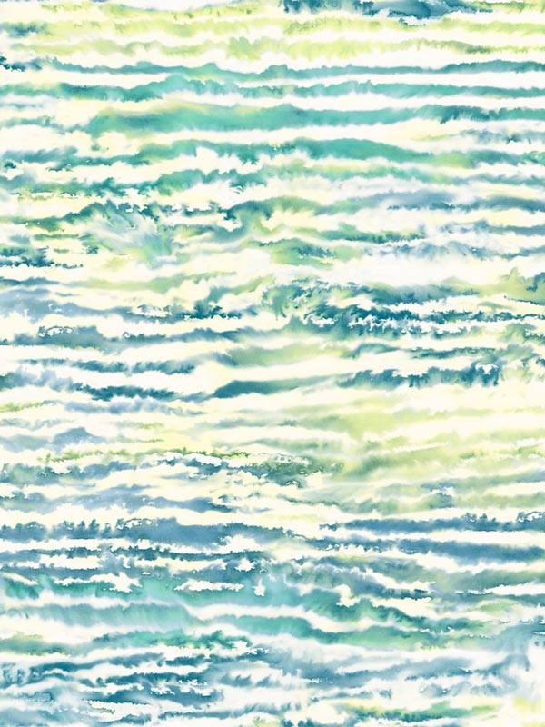 Watercolor Waves fabric in deep sea and spring green color - pattern number LW50504 - by Seabrook in the Living With Art II collection