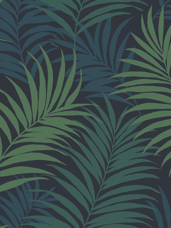 Via Palma wallpaper in midnight blue juniper and spearmint color - pattern number LN10112 - by Seabrook in the Lillian August Luxe Retreat collection
