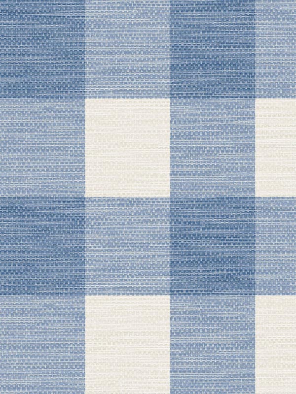 Rugby Gingham wallpaper in coastal blue and ivory color - pattern number LN10802 - by Seabrook in the Lillian August Luxe Retreat collection