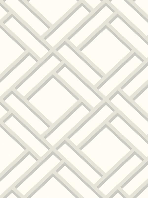Block Trellis wallpaper in metallic silver and eggshell color - pattern number LN11500 - by Seabrook in the Lillian August Luxe Retreat collection