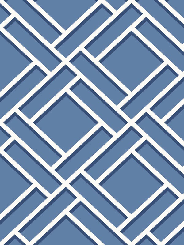 Block Trellis wallpaper in coastal blue and navy color - pattern number LN11502 - by Seabrook in the Lillian August Luxe Retreat collection