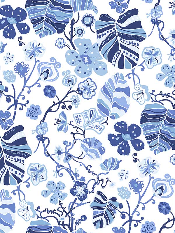 Gwyneth Floral fabric in indigo color - pattern number 2903-25810 - by A Street Prints in the Bluebell collection