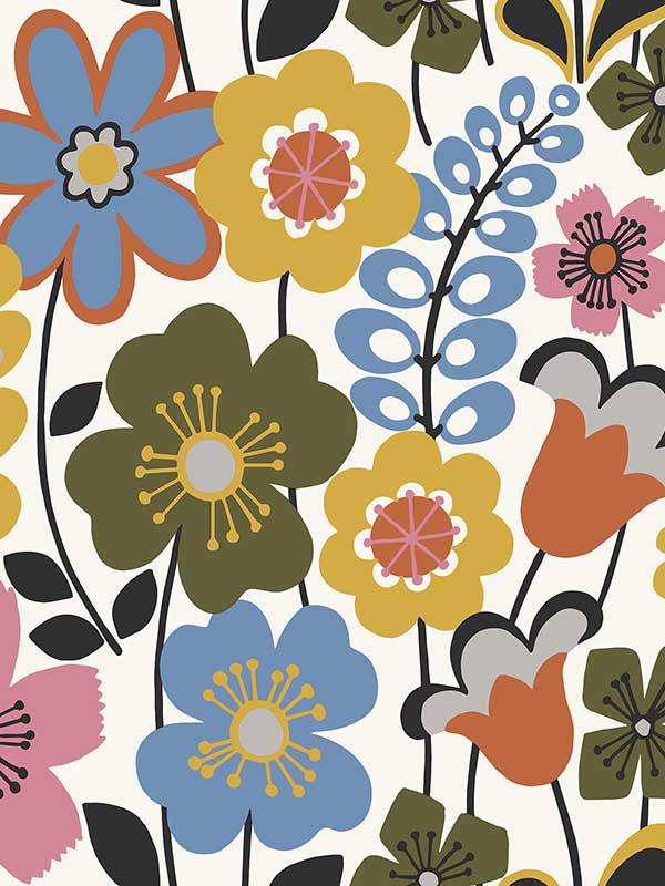 Piper Floral fabric in multicolor color - pattern number 2903-25825 - by A Street Prints in the Bluebell collection