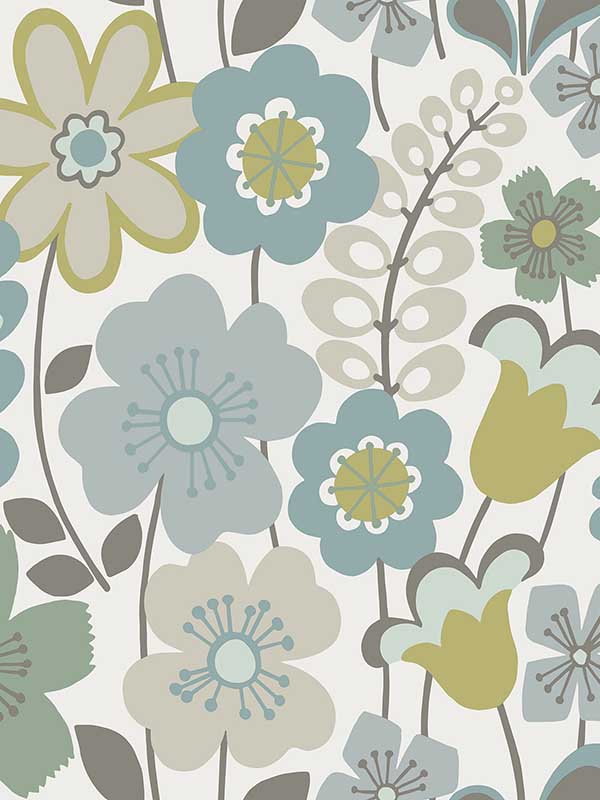 Piper Floral fabric in green color - pattern number 2903-25827 - by A Street Prints in the Bluebell collection