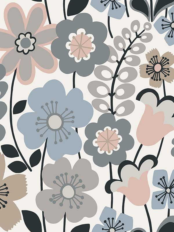 Piper Floral fabric in light blue color - pattern number 2903-25828 - by A Street Prints in the Bluebell collection