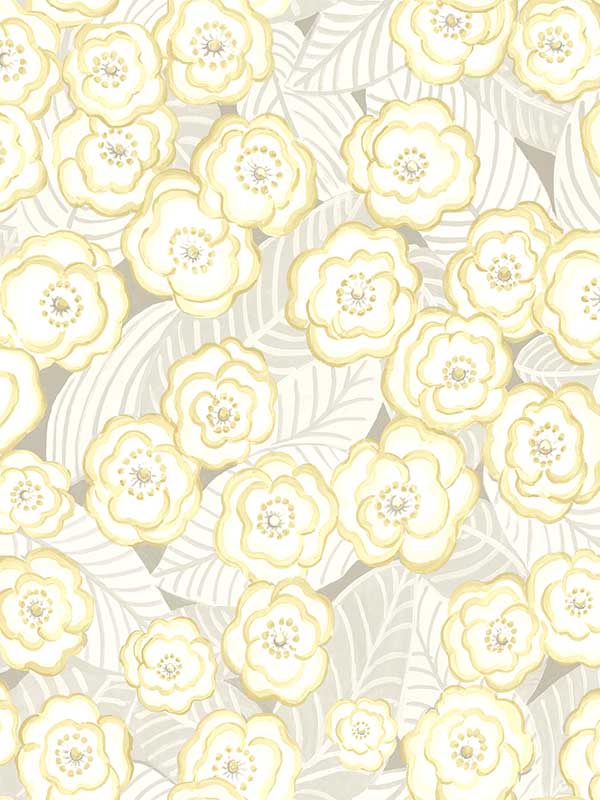 Emery Floral wallpaper in light yellow color - pattern number 2903-25834 - by A Street Prints in the Bluebell collection