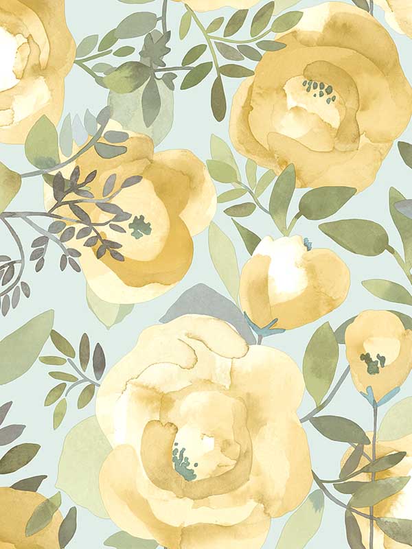 Orla Floral fabric in yellow color - pattern number 2903-25837 - by A Street Prints in the Bluebell collection