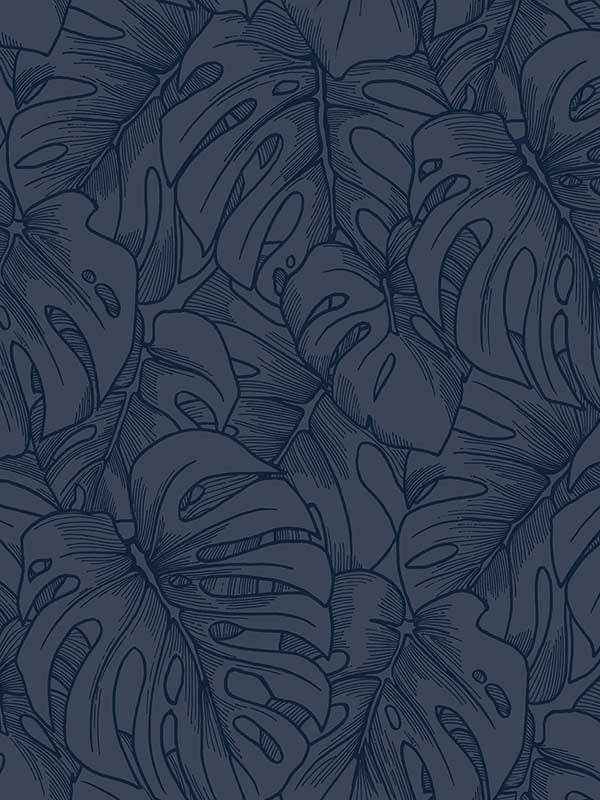 Balboa Botanical wallpaper in indigo color - pattern number 2964-87341 - by A Street Prints in the Scott Living collection