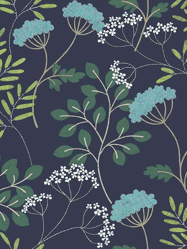 Sorrel Botanicals fabric in navy color - pattern number 2975-87541 - by A Street Prints in the Scott Living Second Edition collection