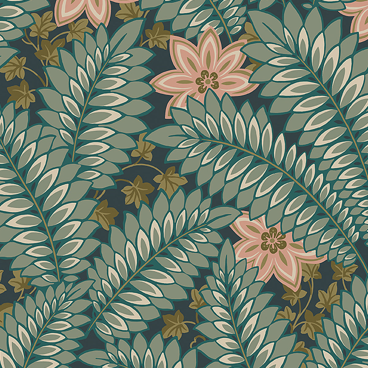 Hidden Ivy fabric in spruce color - pattern number 2250 - by Schumacher in the Borastapeter collection