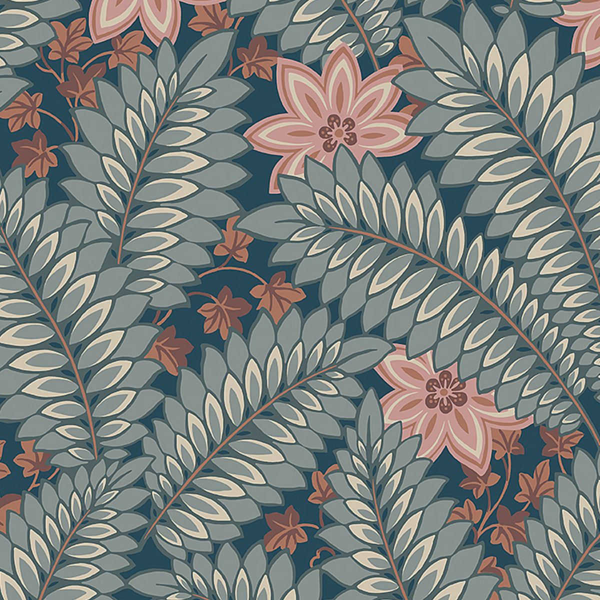 Hidden Ivy fabric in blue color - pattern number 2251 - by Schumacher in the Borastapeter collection