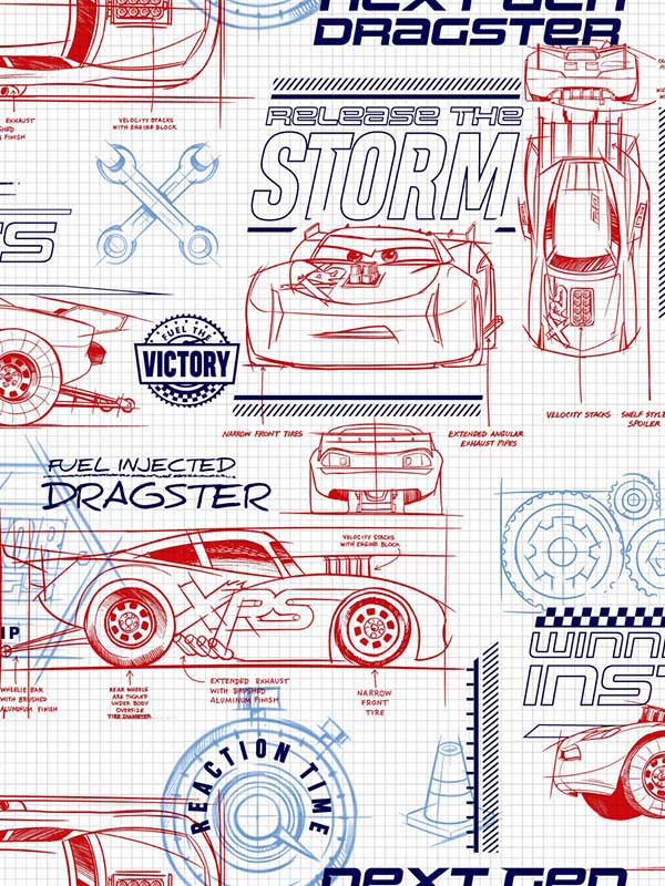 Disney and Pixar Cars Schematic fabric in red color - pattern number DI0915 - by York in the Disney Kids Vol 4 collection
