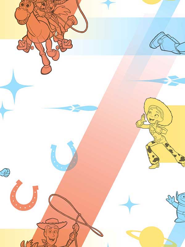 Disney and Pixar Toy Story 4 Retro fabric in blue and orange color - pattern number DI0924 - by York in the Disney Kids Vol 4 collection