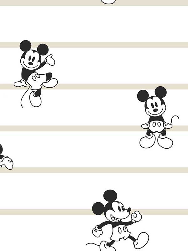 Disney Mickey Mouse Stripe fabric in black and white color - pattern number DI0932 - by York in the Disney Kids Vol 4 collection
