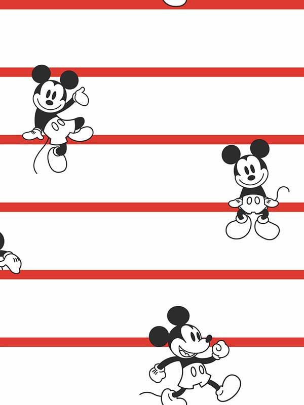Disney Mickey Mouse Stripe fabric in red color - pattern number DI0933 - by York in the Disney Kids Vol 4 collection