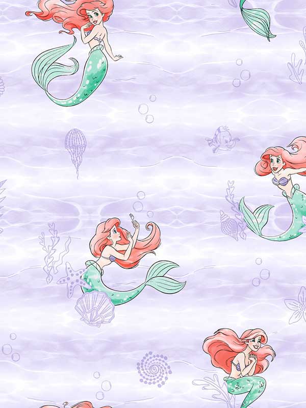 Disney the Little Mermaid Swim fabric in purple color - pattern number DI0955 - by York in the Disney Kids Vol 4 collection