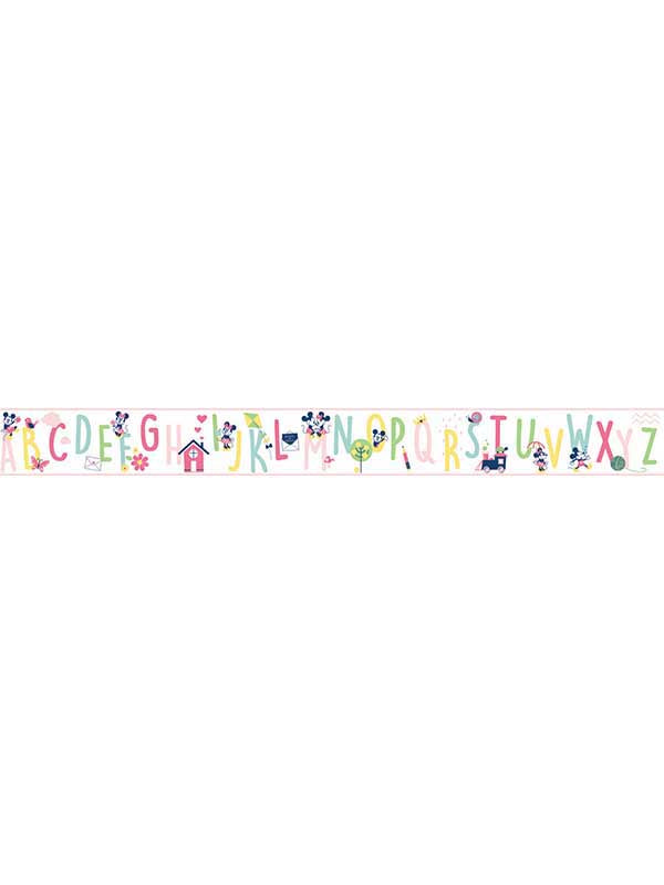 Disney Mickey Mouse ABC border in pink color - pattern number DI0971BD - by York in the Disney Kids Vol 4 collection