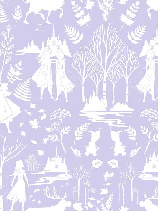 Disney Frozen 2 Nordic wallpaper in purple glitter color - pattern number DI1013 - by York in the Disney Kids Vol 4 collection