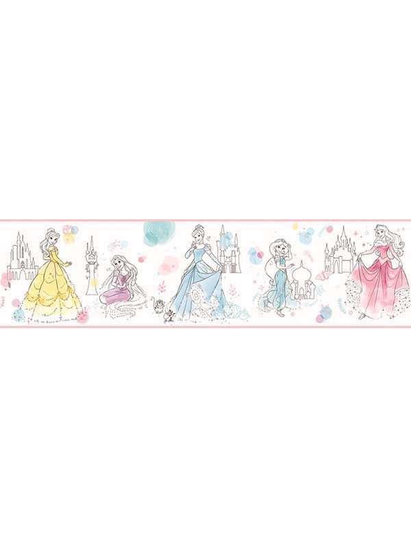 Disney Princess Pretty Elegant fabric in blue and green color - pattern number DI1021BD - by York in the Disney Kids Vol 4 collection