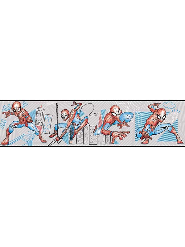 Spider Man Fracture fabric in red gray blue color - pattern number DI1030BD - by York in the Disney Kids Vol 4 collection