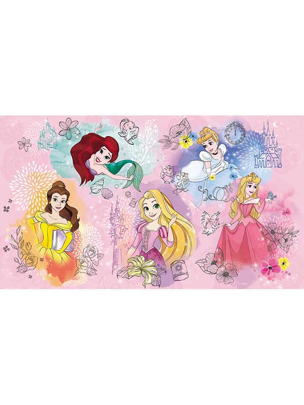 Disney Princess Peel and Stick 7 Panel mural in pink color - pattern number RMK11414M - by York in the Disney Kids Vol 4 collection