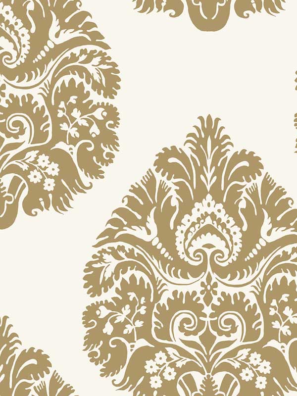 Teardrop Damask fabric in gold color - pattern number KT2141 - by Ronald Redding in the 24 Karat collection