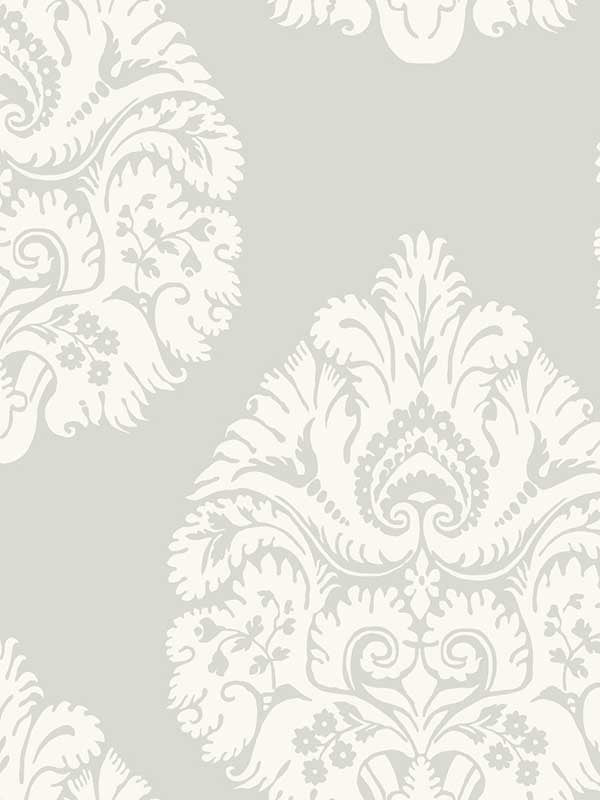 Teardrop Damask fabric in light grey color - pattern number KT2145 - by Ronald Redding in the 24 Karat collection