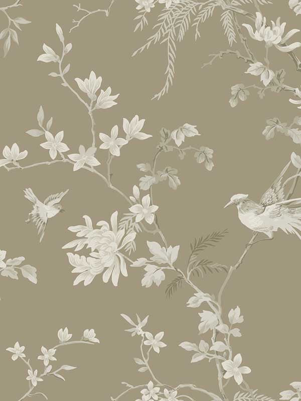 Bird and Blossom Chinoserie fabric in brown color - pattern number KT2172 - by Ronald Redding in the 24 Karat collection