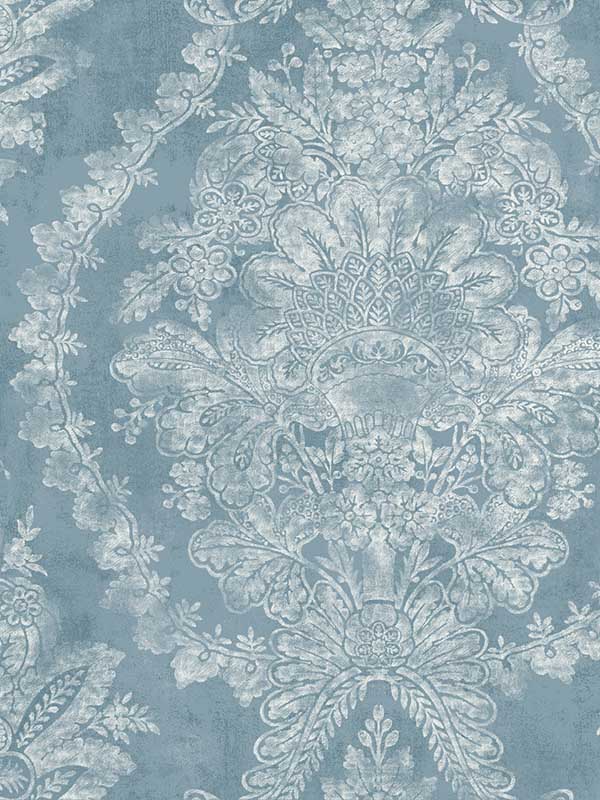 Charleston Damask fabric in blue color - pattern number KT2213 - by Ronald Redding in the 24 Karat collection