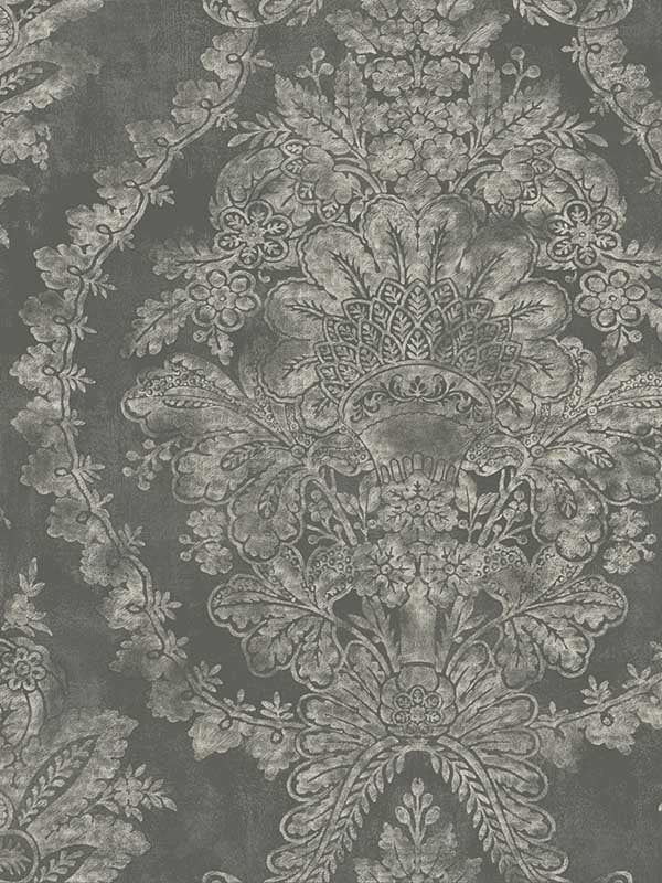 Charleston Damask fabric in grey color - pattern number KT2216 - by Ronald Redding in the 24 Karat collection