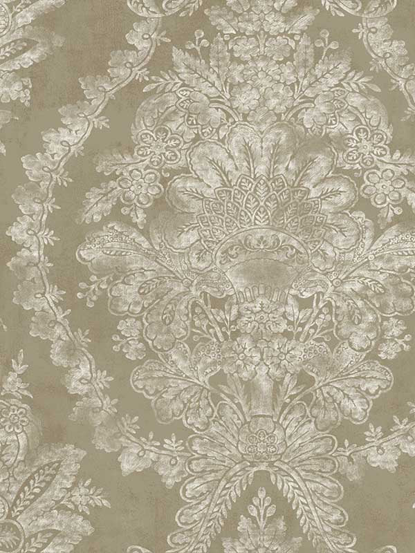 Charleston Damask fabric in bronze color - pattern number KT2217 - by Ronald Redding in the 24 Karat collection
