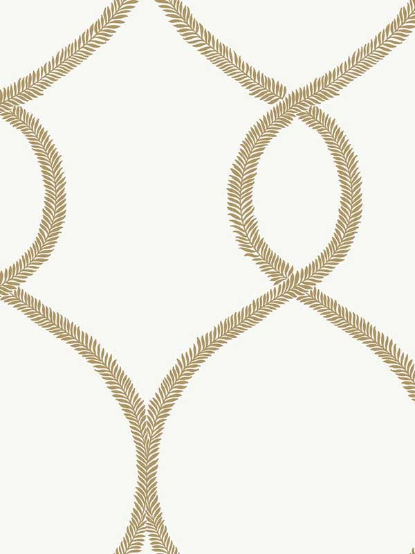 Laurel Leaf Ogee wallpaper in gold color - pattern number KT2234 - by Ronald Redding in the 24 Karat collection