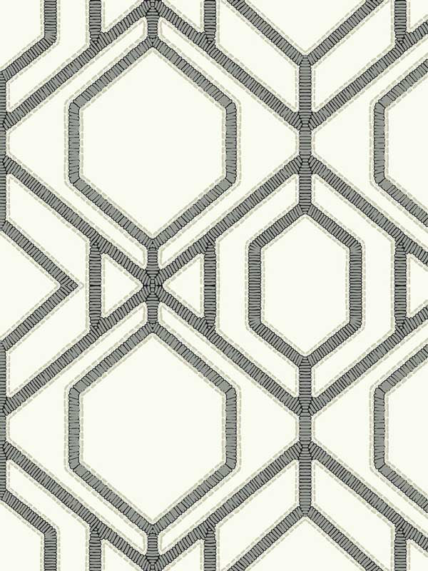 Sawgrass Trellis fabric in white and grey color - pattern number TC2632 - by York in the Tropics Resource Library collection