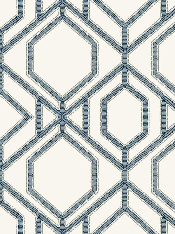 Sawgrass Trellis fabric in white and blue color - pattern number TC2634 - by York in the Tropics Resource Library collection