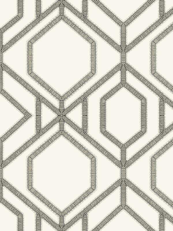 Sawgrass Trellis fabric in white and taupe color - pattern number TC2635 - by York in the Tropics Resource Library collection