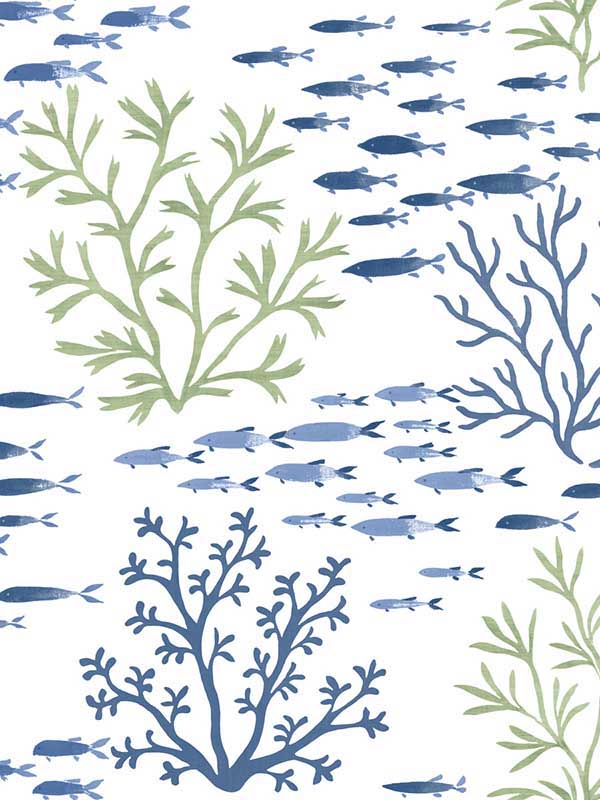 Marine Garden fabric in green and blue color - pattern number CV4404 - by York in the Waters Edge Resource Library collection