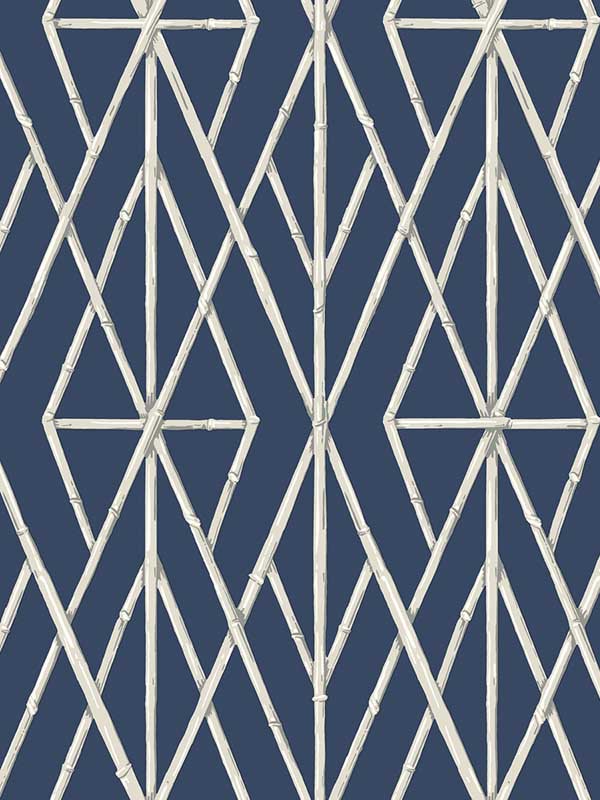 Riviera Bamboo Trellis fabric in navy color - pattern number CV4449 - by York in the Waters Edge Resource Library collection