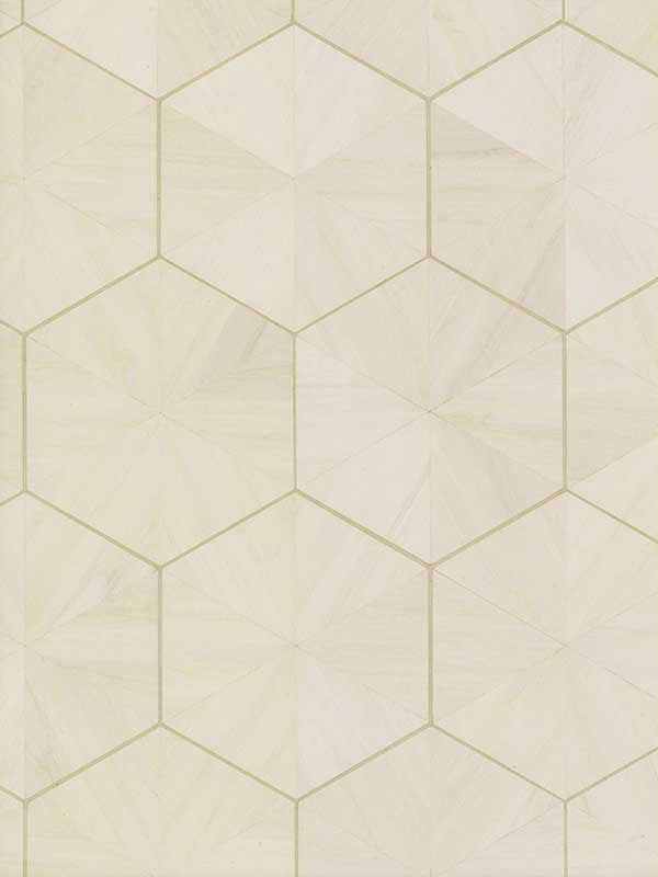 Hexagram Wood Veneer fabric in off white color - pattern number HO2101 - by Ronald Redding in the Traveler collection