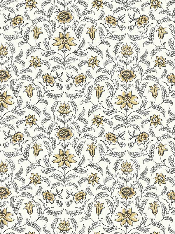 Vintage Blooms wallpaper in yellow color - pattern number GR5983 - by York in the Grandmillennial collection