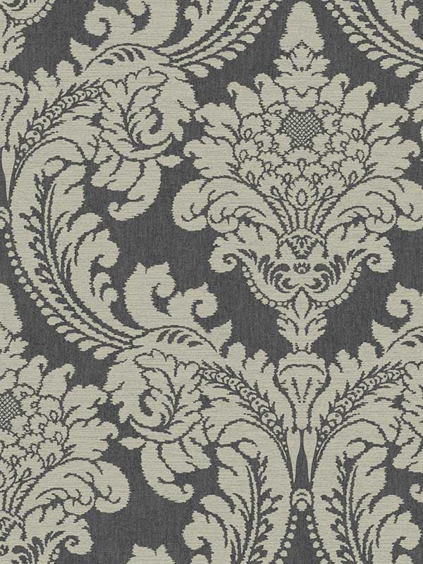 Tapestry Damask fabric in dark gray color - pattern number GR6022 - by York in the Grandmillennial collection