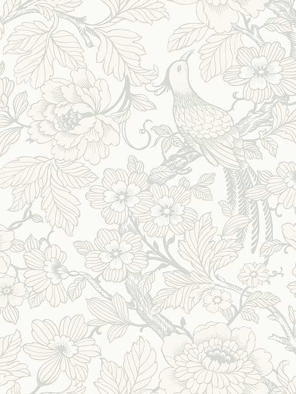 Beaufort Peony Chinoiserie fabric in dove color - pattern number 2927-80400 - by A Street Prints in the Newport collection