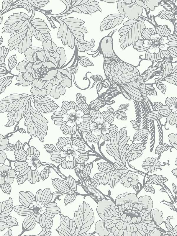 Beaufort Peony Chinoiserie fabric in light grey color - pattern number 2927-80408 - by A Street Prints in the Newport collection