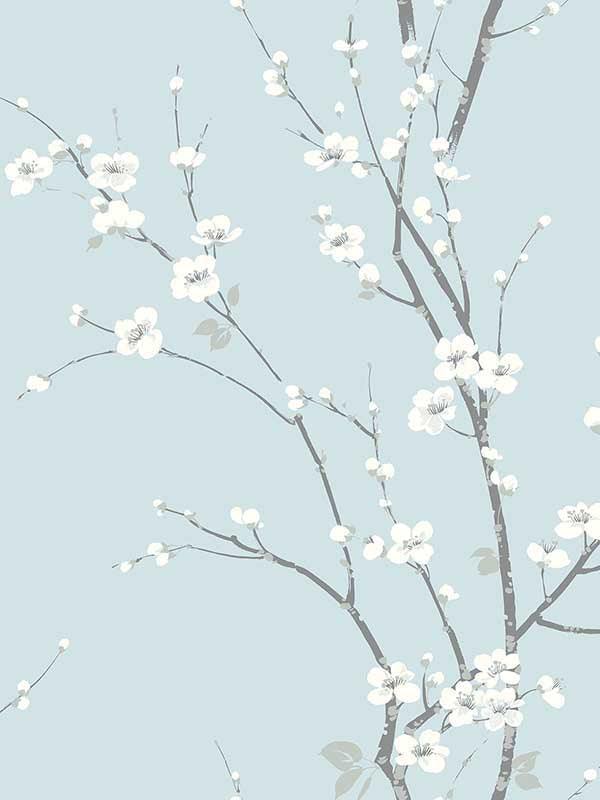 Monterey Floral Branch fabric in sky blue color - pattern number 2927-81802 - by A Street Prints in the Newport collection