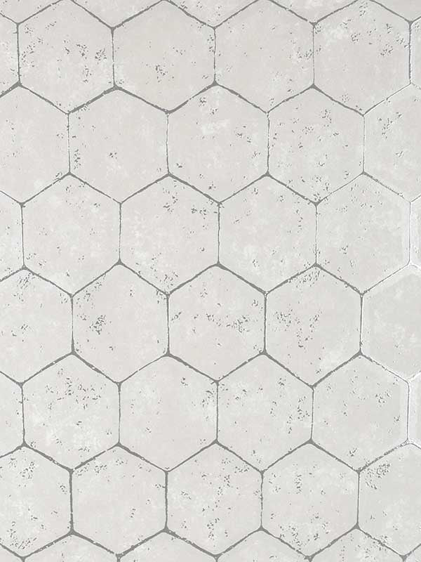 Starling Honeycomb fabric in silver color - pattern number 2927-00406 - by Brewster in the Polished collection