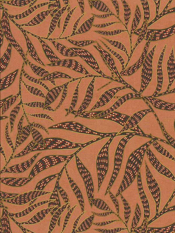 Montrose Leaves fabric in coral color - pattern number 391554 - by Eijffinger in the Terra collection
